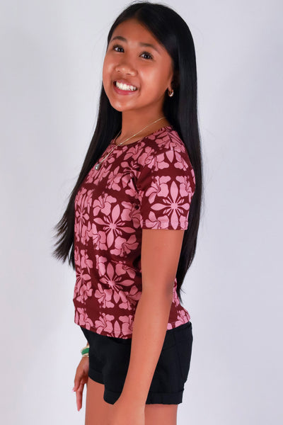 Jeans Warehouse Hawaii - S/S PRINT 2-16 - HIBISCUS QUILT TEE | KIDS SIZE 2-16 | By LUZ