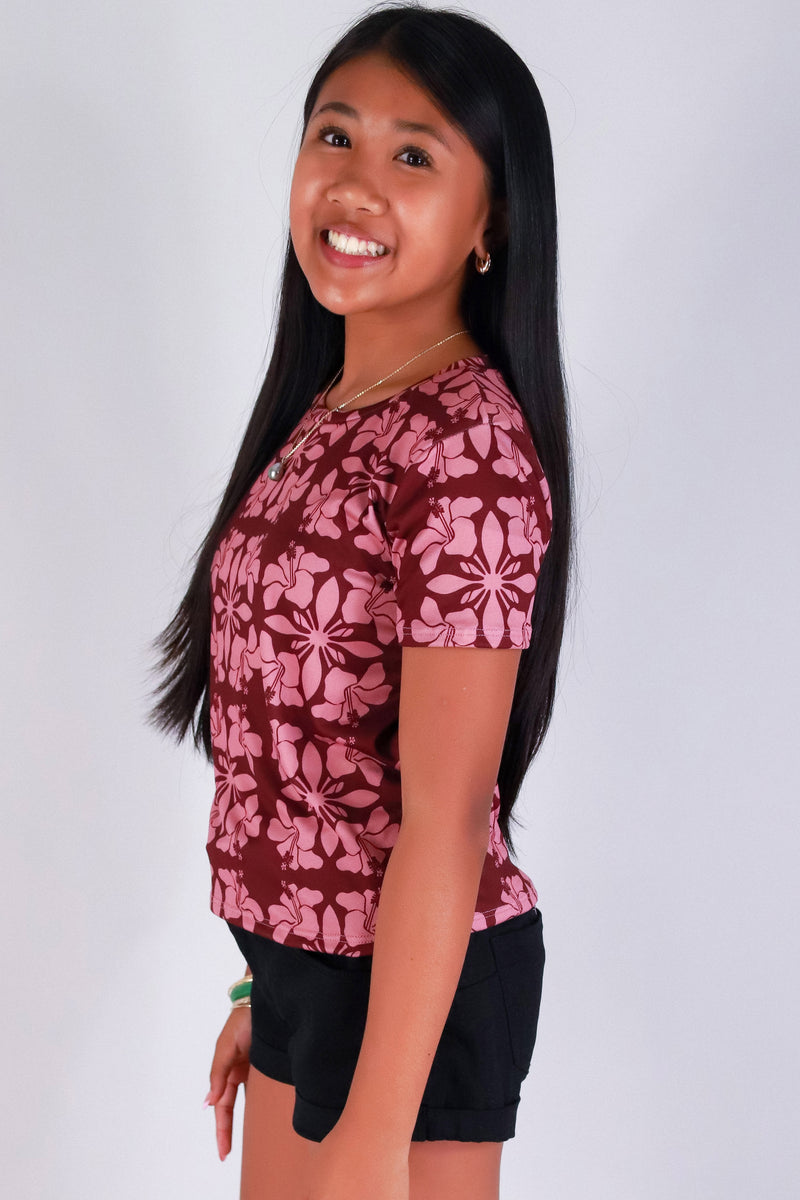 Jeans Warehouse Hawaii - S/S PRINT 2-16 - HIBISCUS QUILT TEE | KIDS SIZE 2-16 | By LUZ