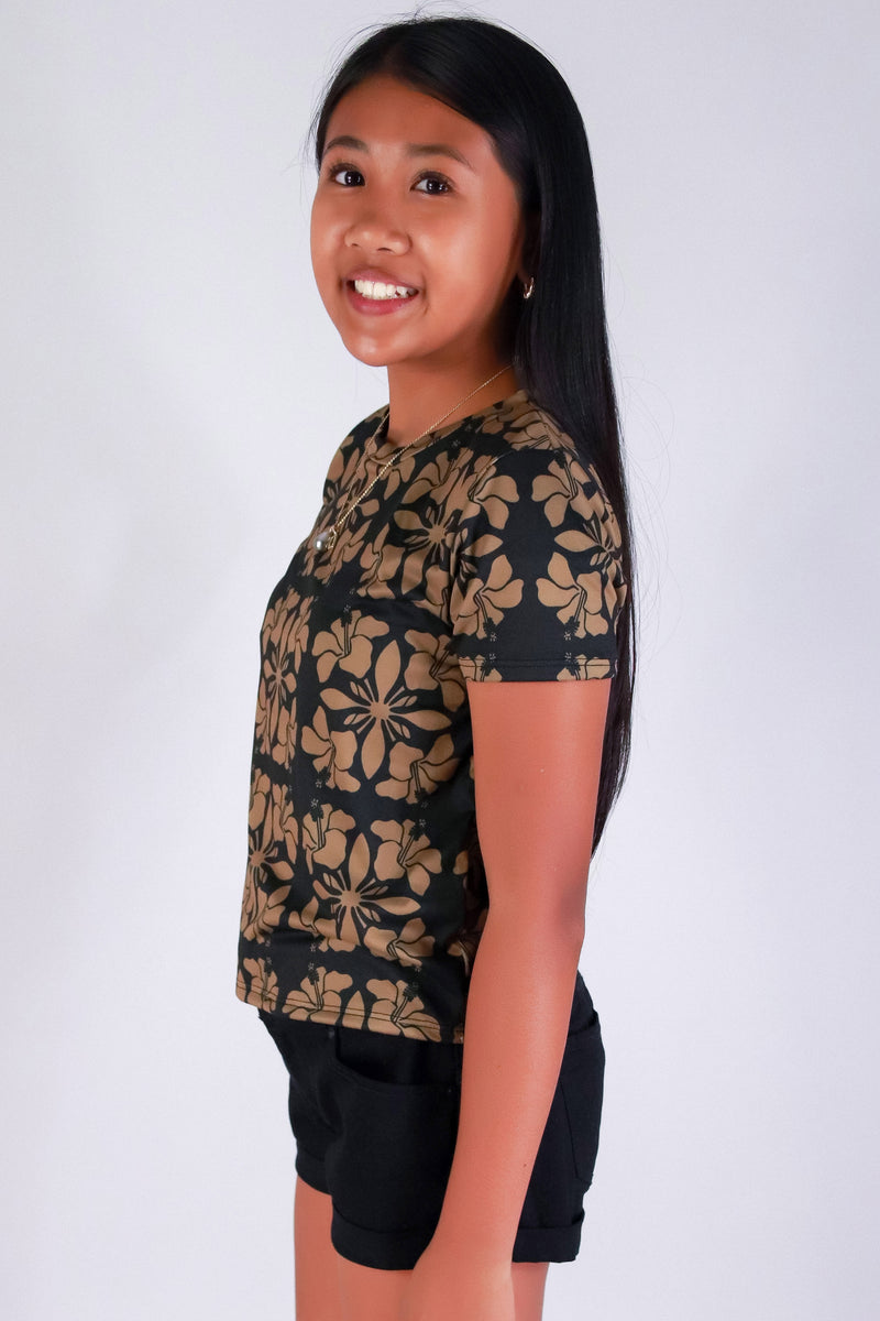Jeans Warehouse Hawaii - S/S PRINT 2-16 - HIBISCUS QUILT TEE | KIDS SIZE 2-16 | By LUZ