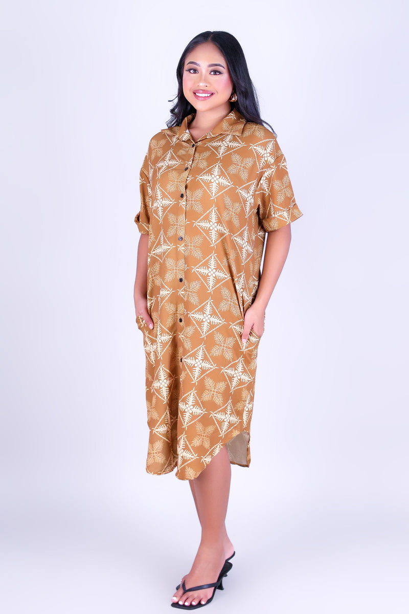 ULU QUILT BUTTON DOWN DRESS