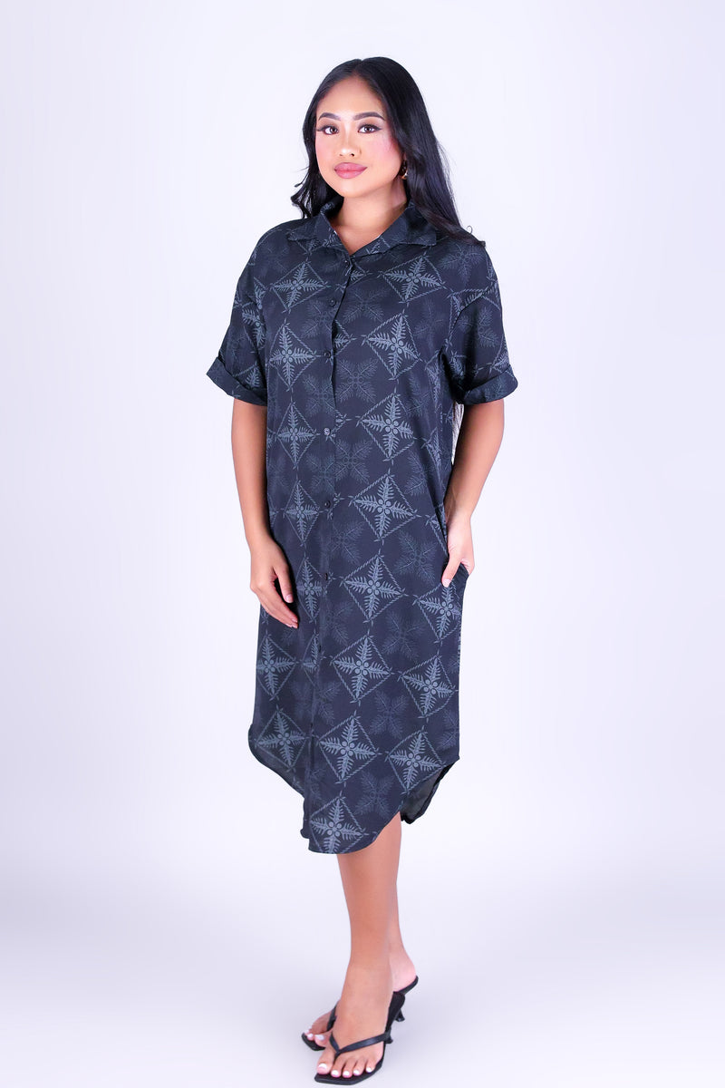 ULU QUILT BUTTON DOWN DRESS