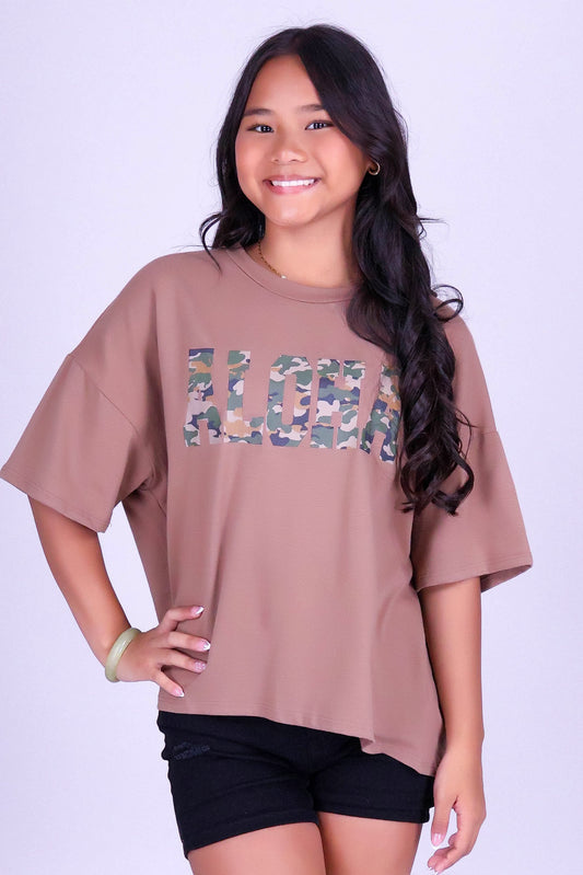 ALOHA CAMO OVERSIZED TEE | KIDS SIZE 2-14