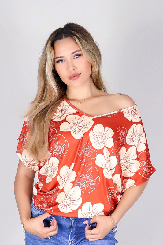 HAU FLOWER DOLMAN TOP