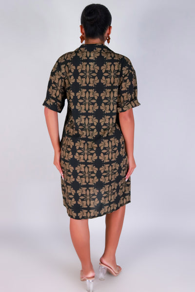 Jeans Warehouse Hawaii - SLEEVE SHORT PRINT DRESSES - HIBISCUS QUILT BUTTON DOWN DRESS | By LUZ