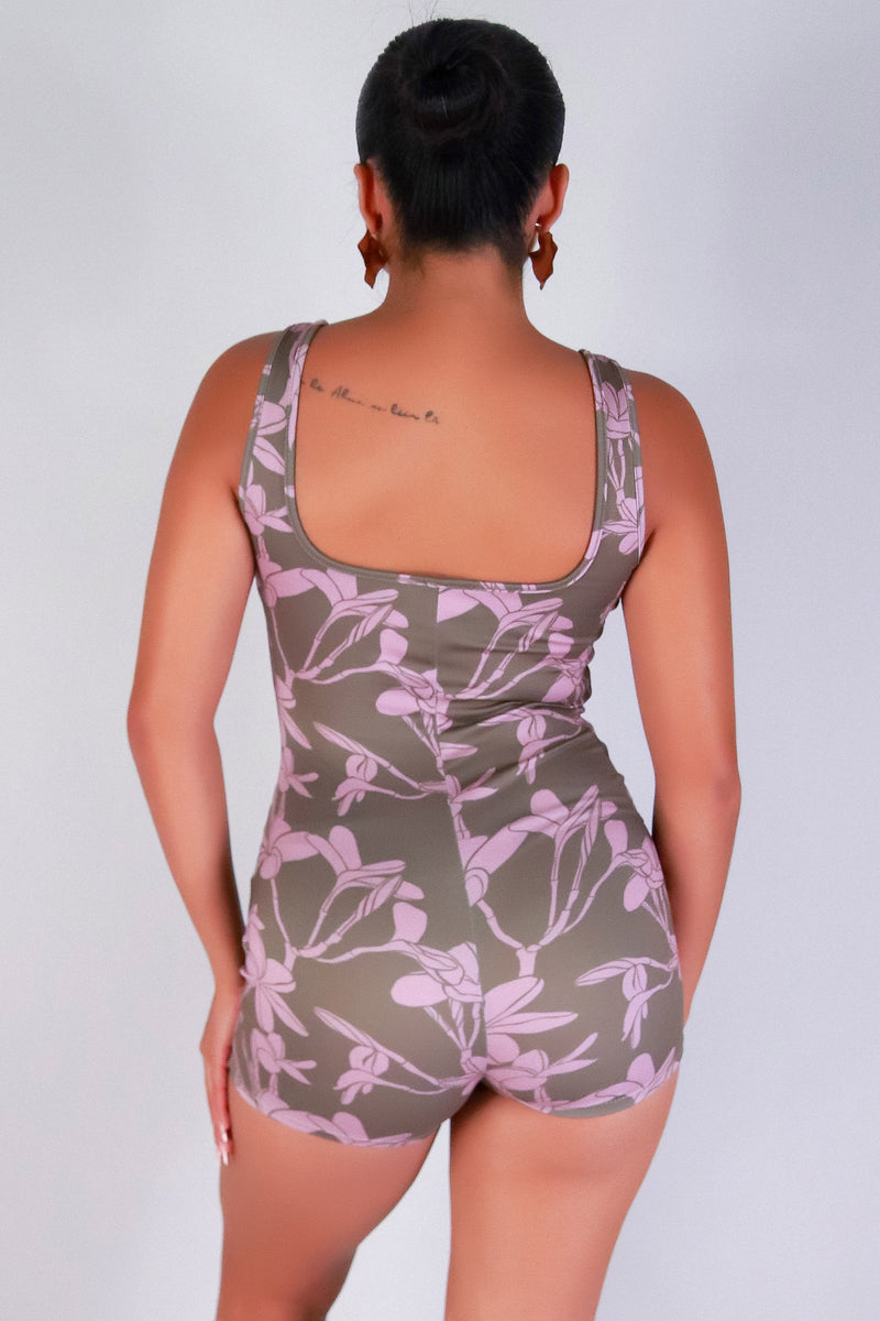 Jeans Warehouse Hawaii - PRINT CASUAL ROMPERS - PLUMERIA TREE CATSUIT ROMPER | By LUZ