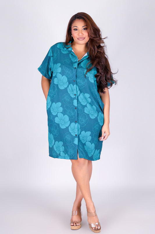 HAU FLOWER BUTTON DOWN DRESS