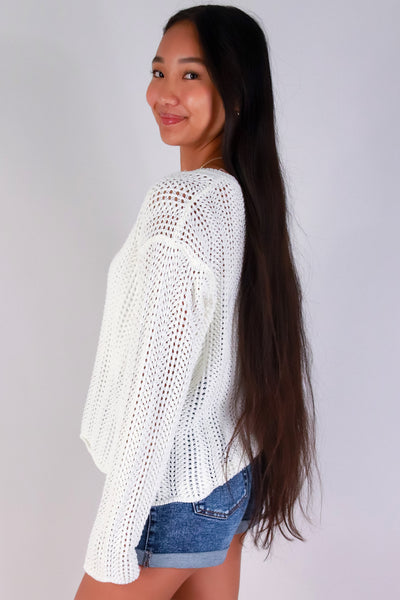 Jeans Warehouse Hawaii - SOLID LONG SLV TOPS - LAID BACK LOOPS SWEATER | By BE COOL