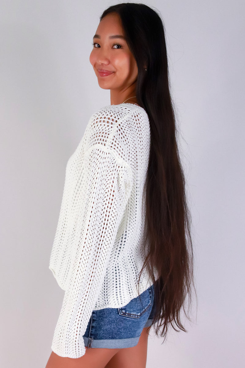 Jeans Warehouse Hawaii - SOLID LONG SLV TOPS - LAID BACK LOOPS SWEATER | By BE COOL
