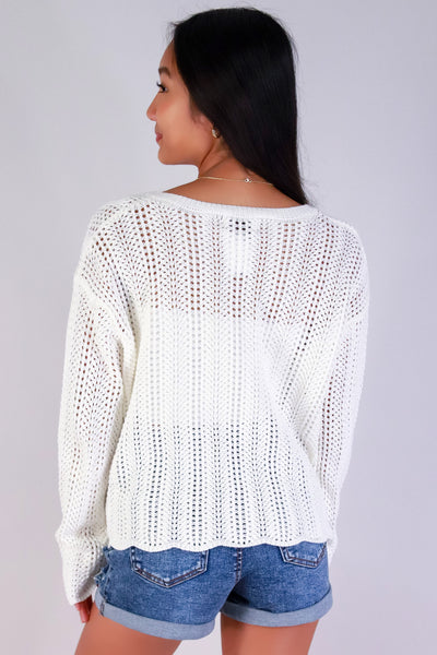 Jeans Warehouse Hawaii - SOLID LONG SLV TOPS - LAID BACK LOOPS SWEATER | By BE COOL