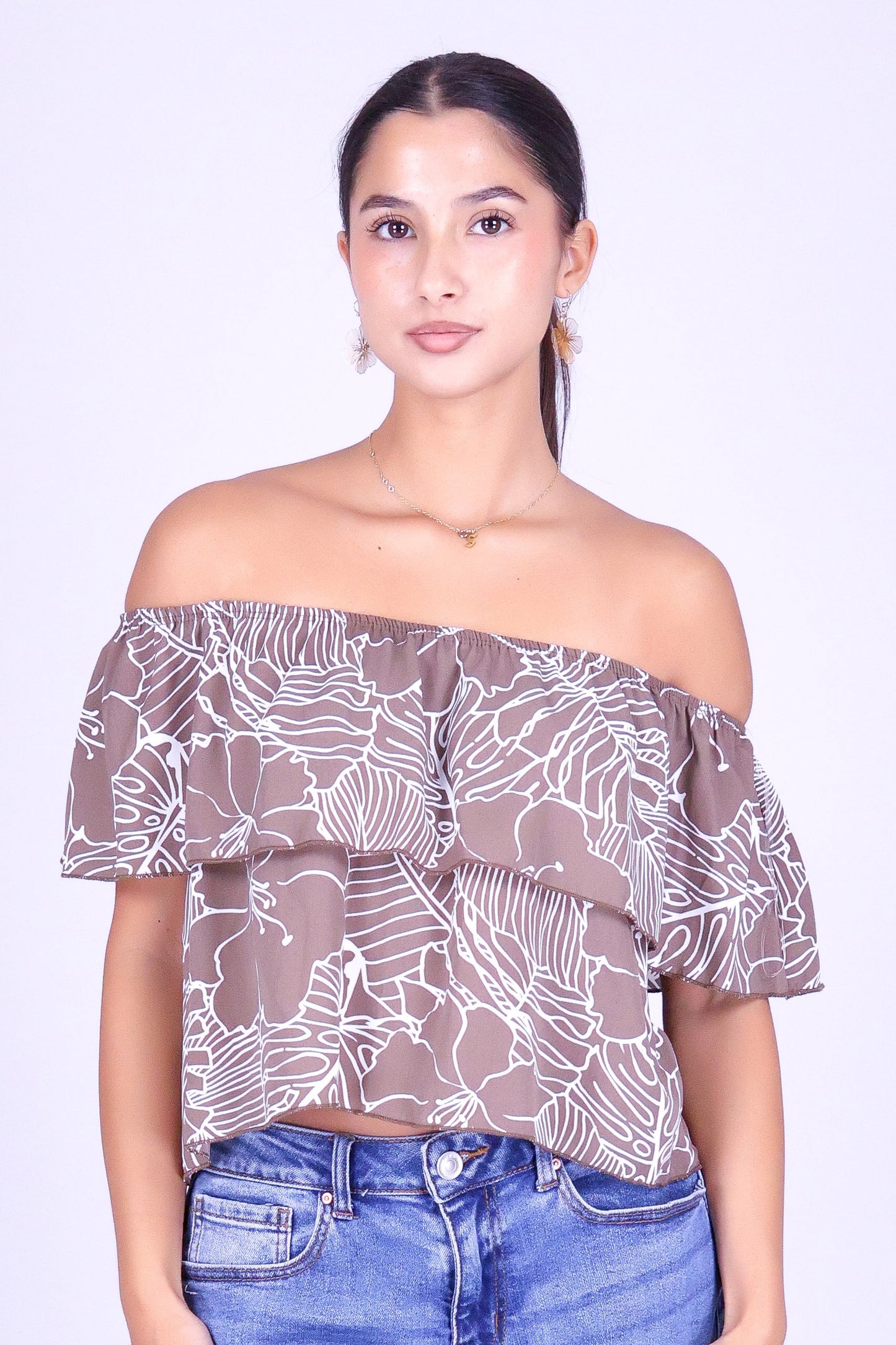 OUTLINE BLOOM OFF SHOULDER TOP