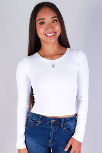 Jeans Warehouse Hawaii - L/S SOLID BASIC - WATCH OUT TOP | By CRESCITA APPAREL/SHINE I