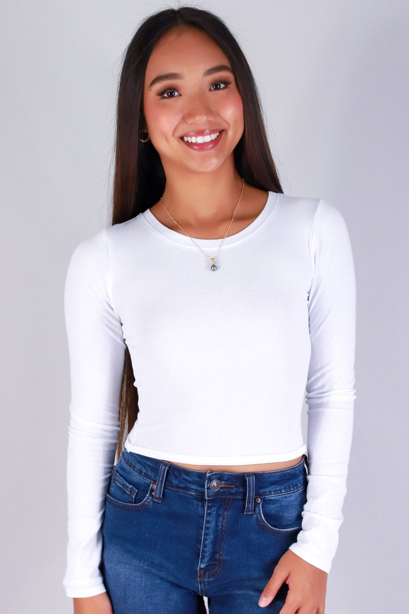 Jeans Warehouse Hawaii - L/S SOLID BASIC - WATCH OUT TOP | By CRESCITA APPAREL/SHINE I