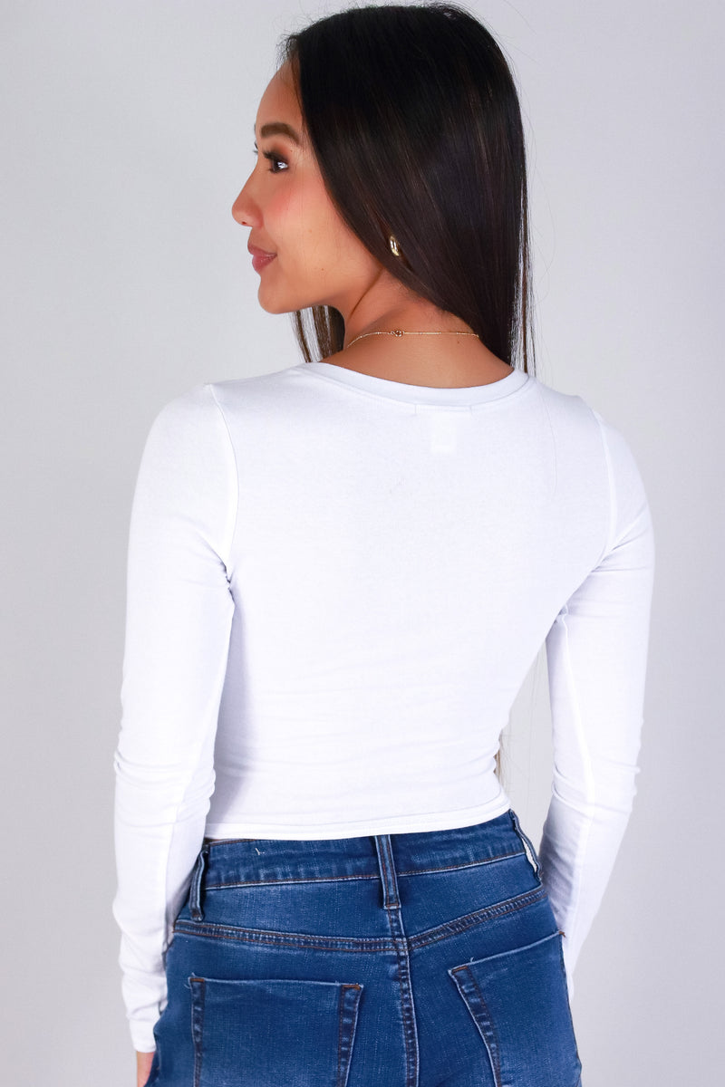 Jeans Warehouse Hawaii - L/S SOLID BASIC - WATCH OUT TOP | By CRESCITA APPAREL/SHINE I