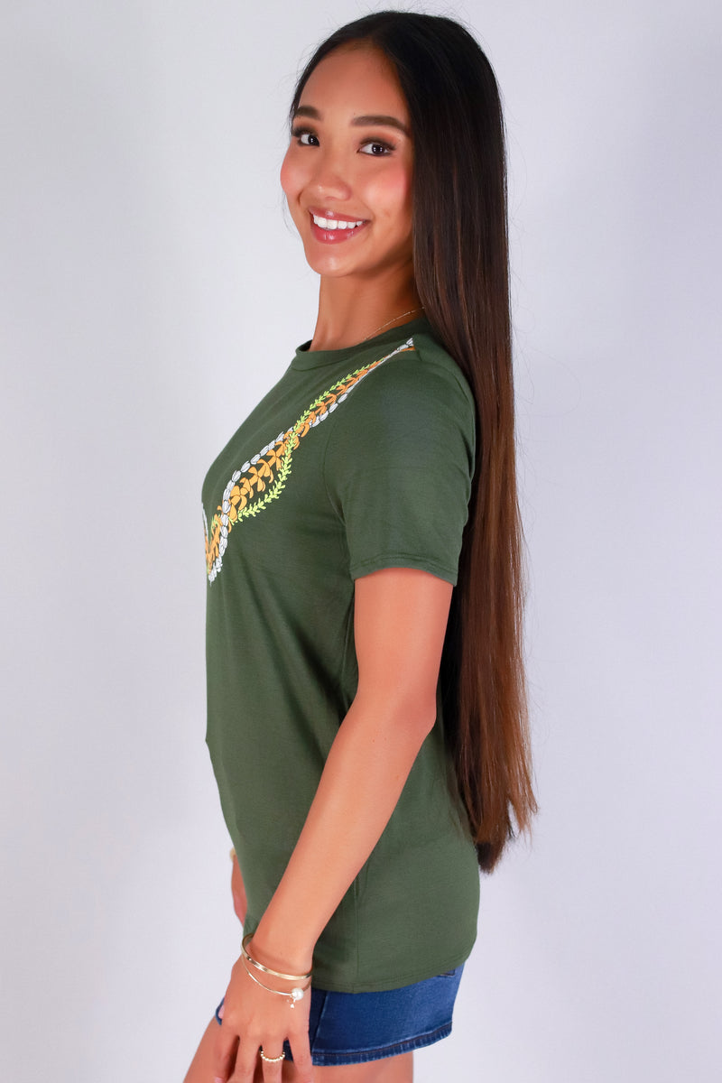Jeans Warehouse Hawaii - S/S SCREEN - INTERTWINED LEI TEE | By LUZ