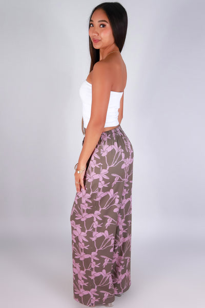 Jeans Warehouse Hawaii - PRINT KNIT PANTS - PLUMERIA TREE WIDE LEG PANTS | By LUZ