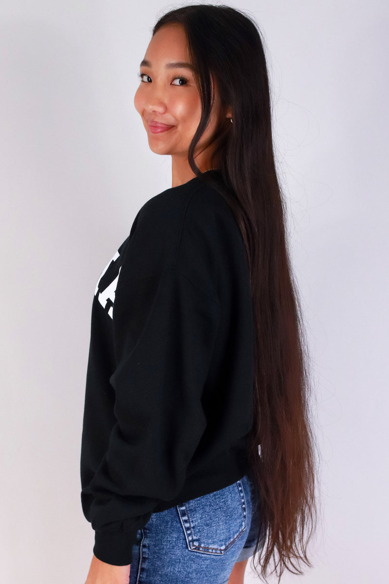 Jeans Warehouse Hawaii - SOLID LONG SLV TOPS - ALOHA LOGO SWEATER | By AMANO PRINTS