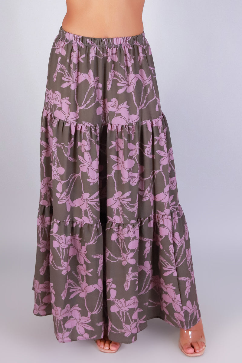 Jeans Warehouse Hawaii - WOVEN LONG SKIRT - PLUMERIA TREE MAXI SKIRT | By LUZ