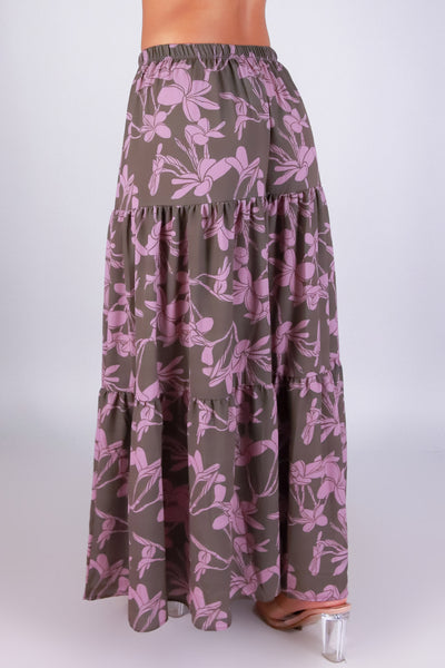 Jeans Warehouse Hawaii - WOVEN LONG SKIRT - PLUMERIA TREE MAXI SKIRT | By LUZ