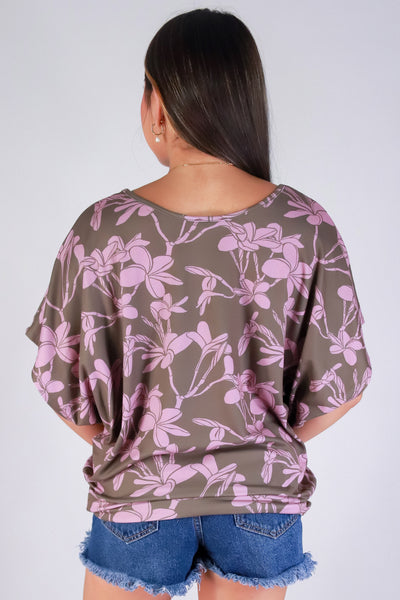 Jeans Warehouse Hawaii - SS PRINT - PLUMERIA TREE DOLMAN TOP | By LUZ