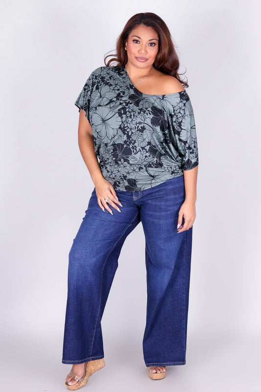 TROPICAL BLOSSOM DOLMAN TOP