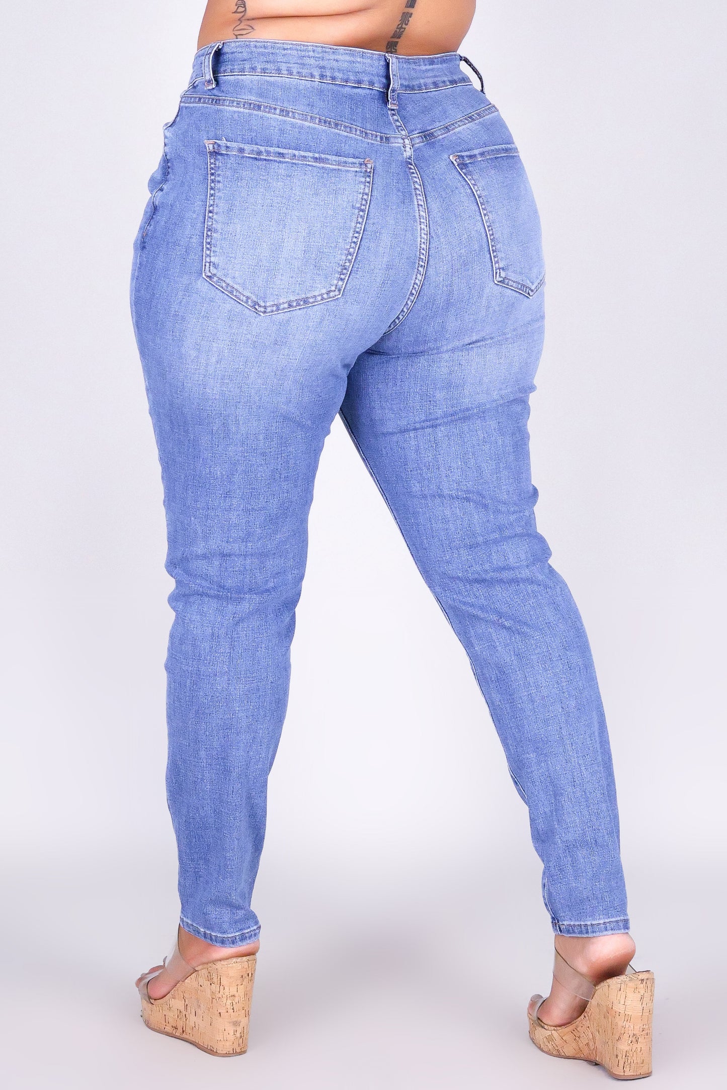 STONE BLUE SKINNY DENIM JEANS