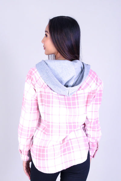 CITY PLAID HOODIE TOP