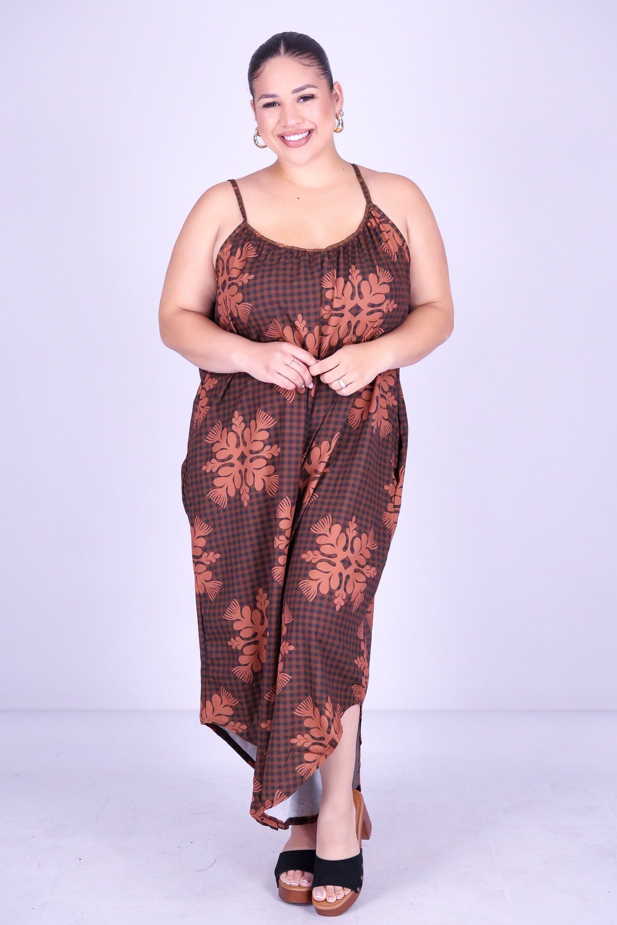 GINGHAM OHIA NO WAIST JUMPSUIT