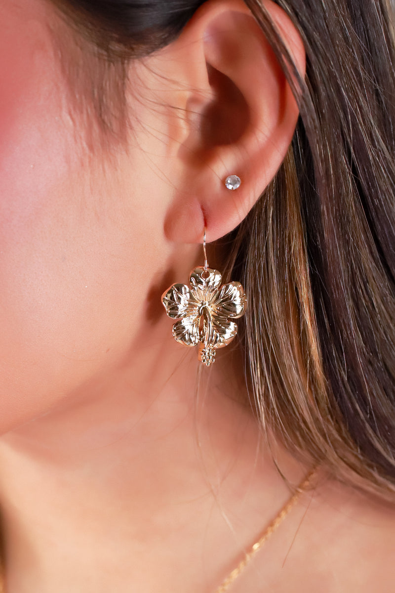 Jeans Warehouse Hawaii - DANGLE - HIBISCUS CHARM EARRINGS | By PRINCE CO