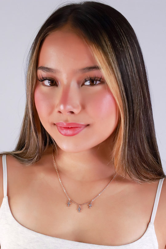 MINI TRIPLE CROSS NECKLACE