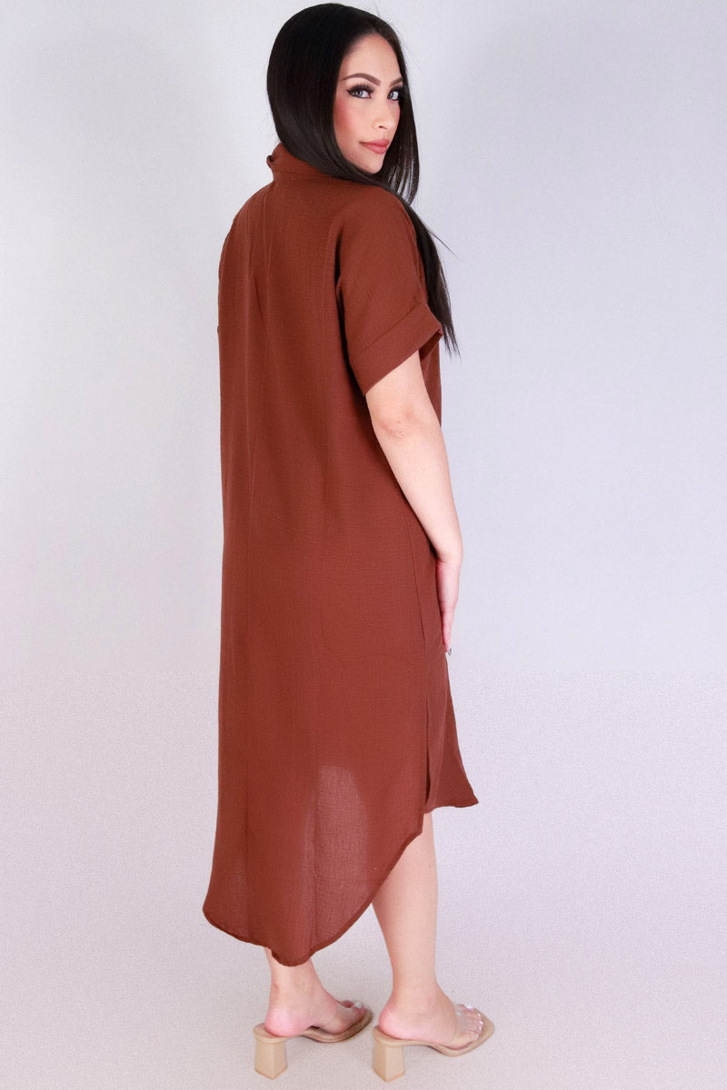 Jeans Warehouse Hawaii - SLEEVE SHORT SOLID DRESSES - WEEKEND BUTTON-UP DRESS | By HYFVE