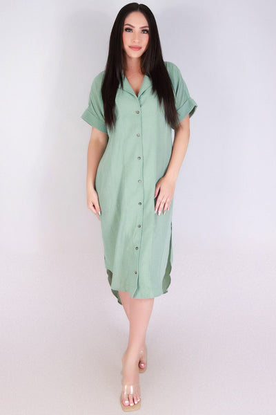 Jeans Warehouse Hawaii - SLEEVE SHORT SOLID DRESSES - WEEEKEND BUTTON-UP DRESS | By HYFVE