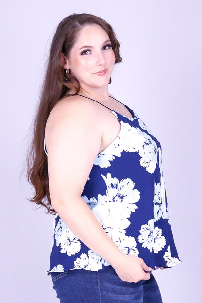 FLORAL VEIL BUNGEE STRAP TOP