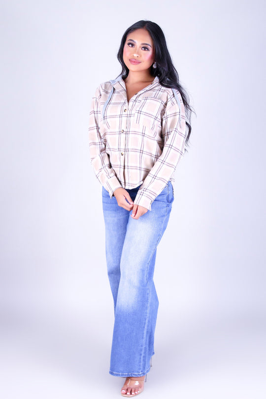 CITY PLAID HOODIE TOP