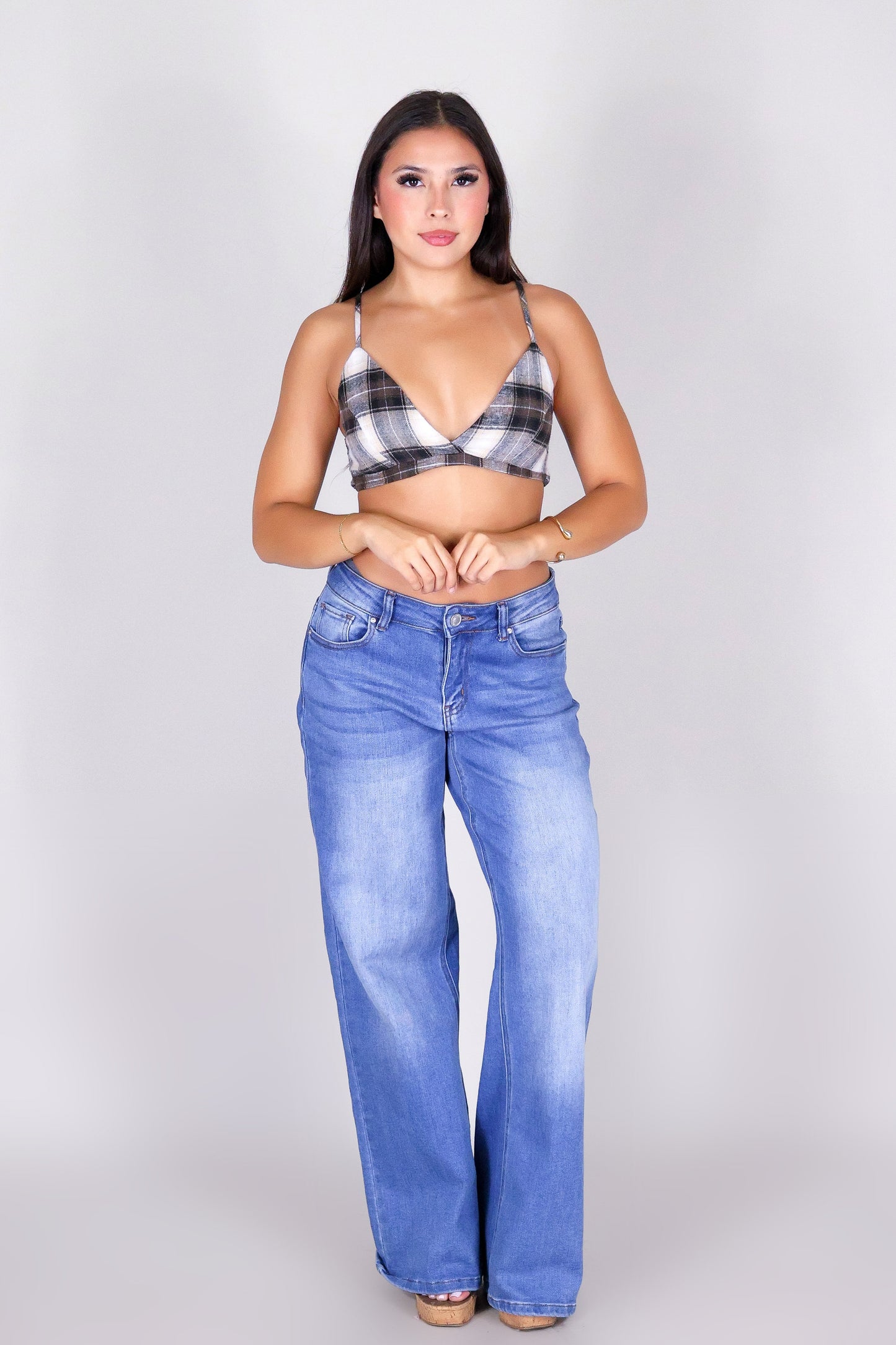 WEEKEND PLAID CROP TOP