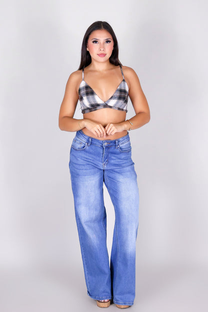 WEEKEND PLAID CROP TOP
