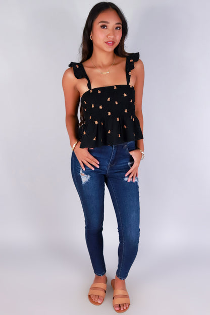Jeans Warehouse Hawaii - TANK PRINT WOVEN CASUAL TOPS - PETAL DARLING BABYDOLL TOP | By PAPERMOON/ B_ENVIED