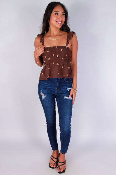 Jeans Warehouse Hawaii - TANK PRINT WOVEN CASUAL TOPS - PETAL DARLING BABYDOLL TOP | By PAPERMOON/ B_ENVIED