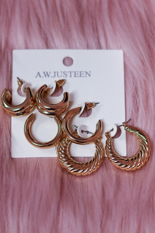 MULTISIZE CHUNKY HOOP EARRINGS