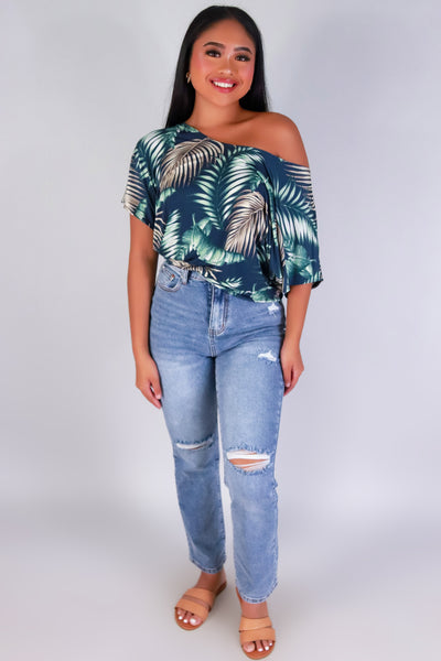 Jeans Warehouse Hawaii - SS PRINT - PALM PARADISE DOLMAN TOP | By PAPERMOON/ B_ENVIED