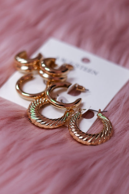 MULTISIZE CHUNKY HOOP EARRINGS