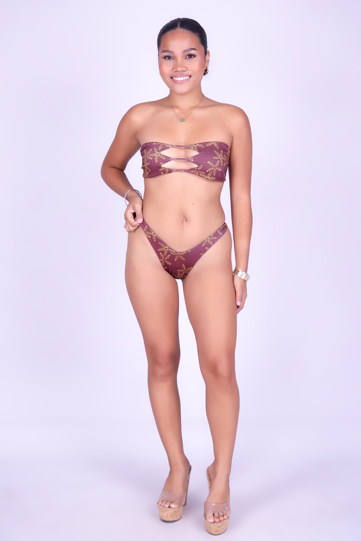 MITER PUA SHELL THONG BIKINI BOTTOM