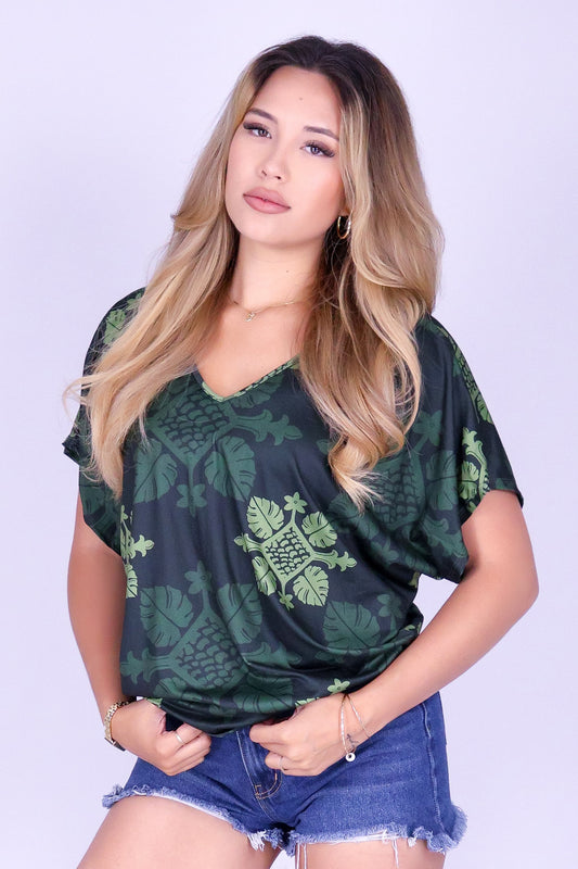 MONSTERA QUILT DOLMAN TOP