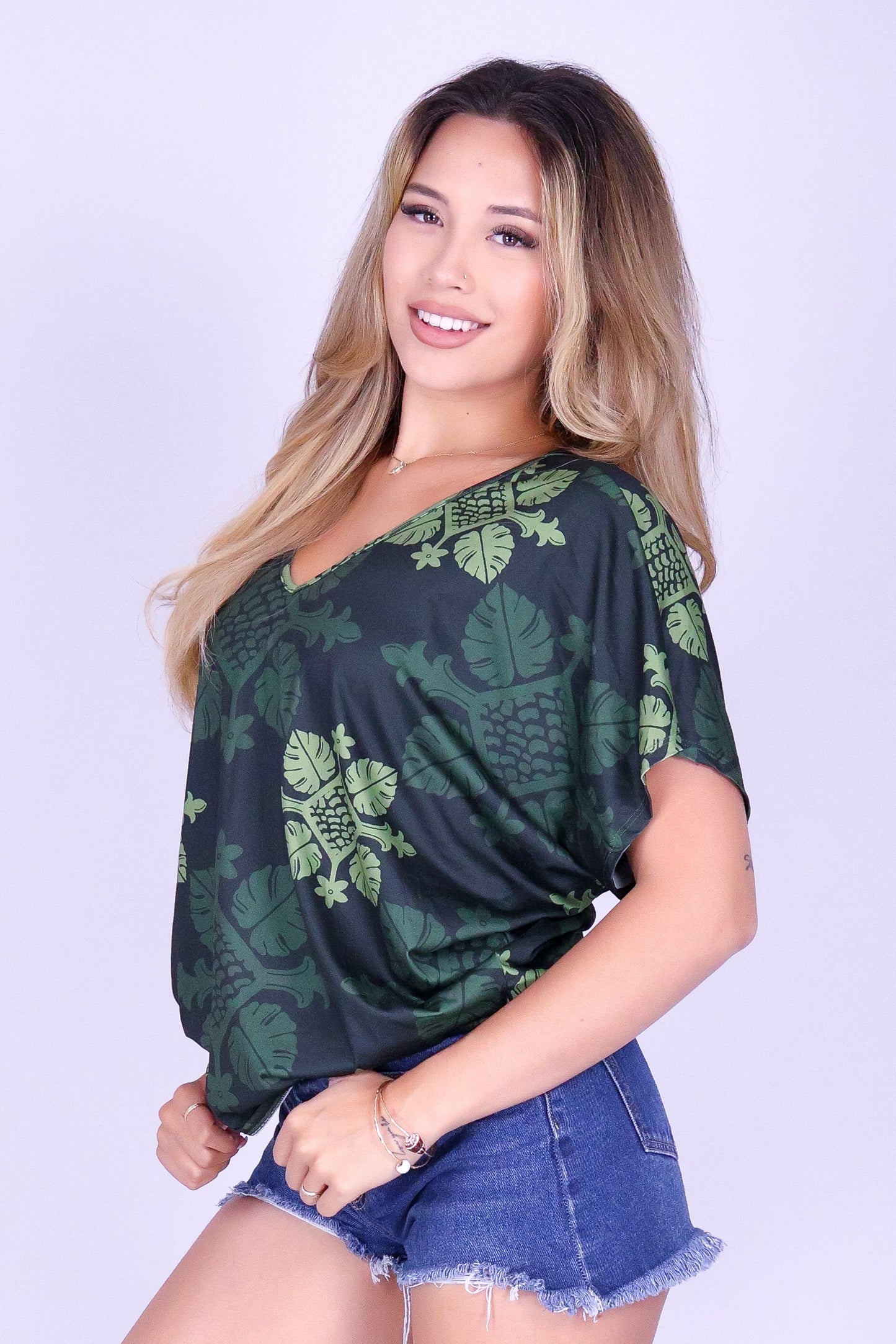 MONSTERA QUILT DOLMAN TOP