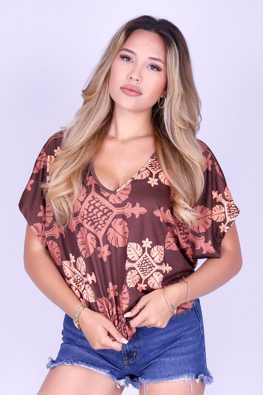 MONSTERA QUILT DOLMAN TOP