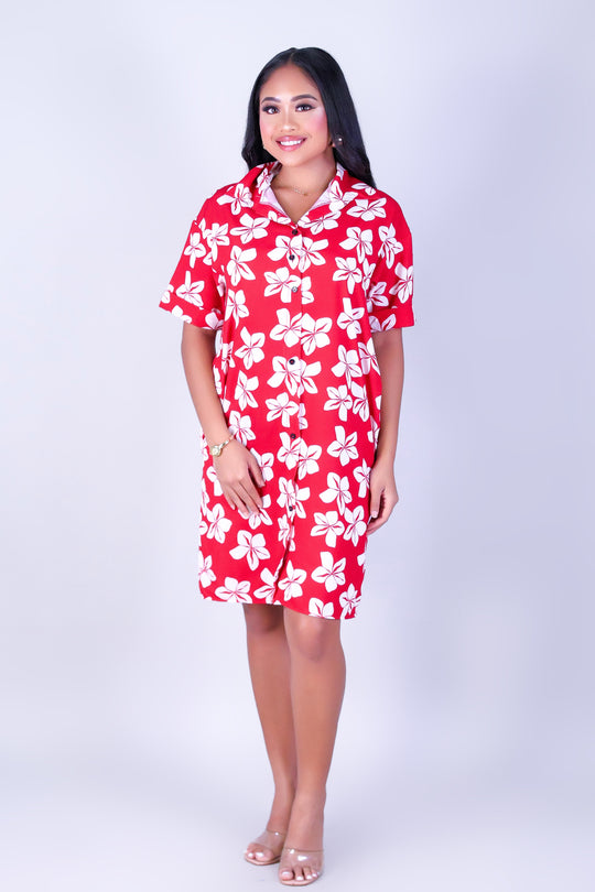 PLUMERIA BUTTON DOWN DRESS