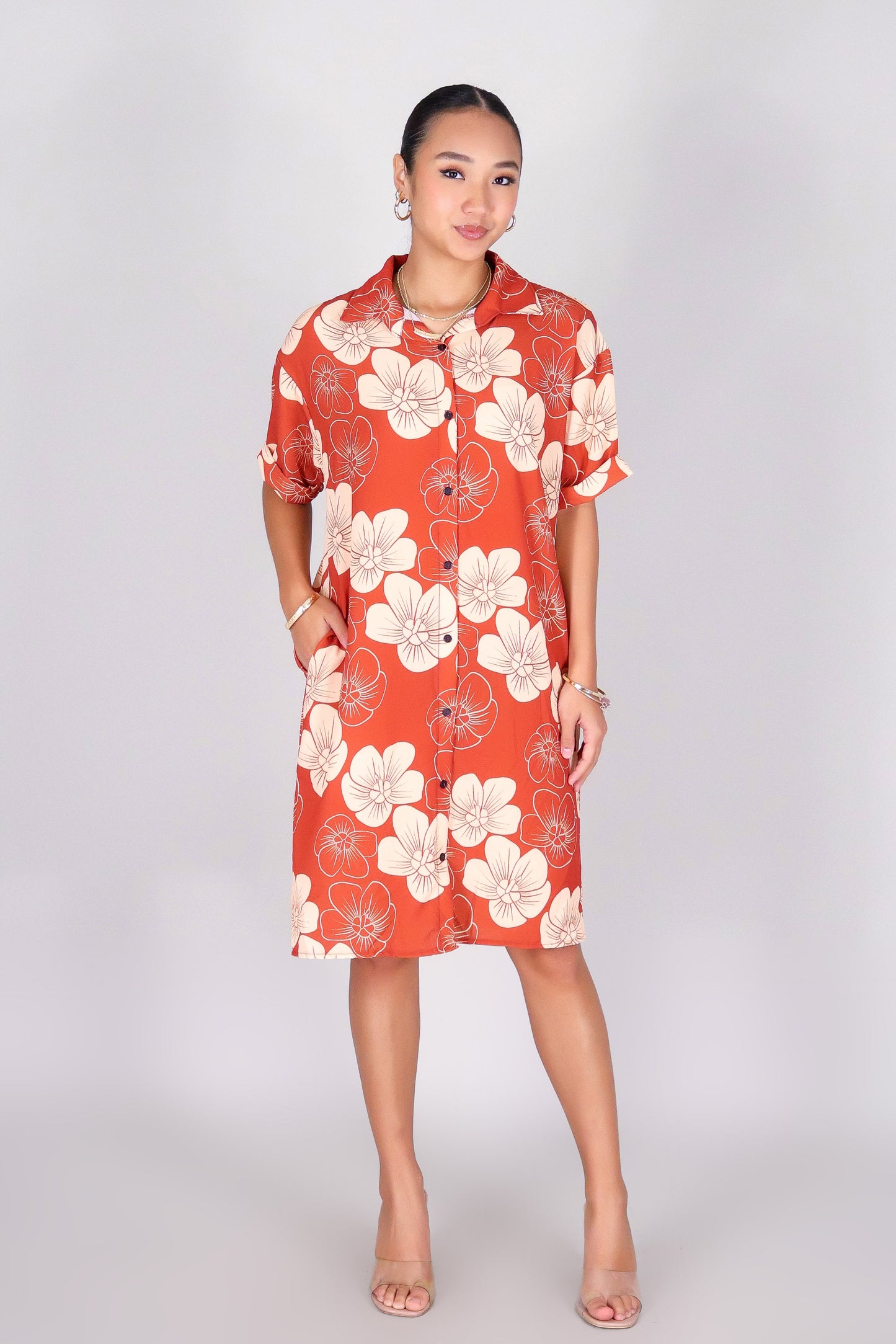 HAU FLOWER BUTTON DOWN DRESS
