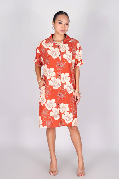 HAU FLOWER BUTTON DOWN DRESS