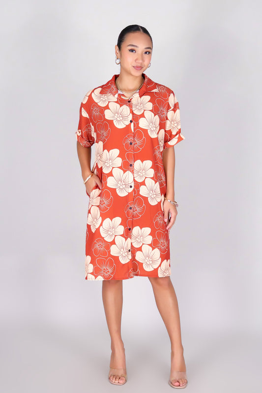 HAU FLOWER BUTTON DOWN DRESS