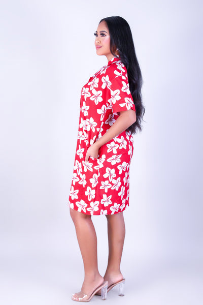 PLUMERIA BUTTON DOWN DRESS