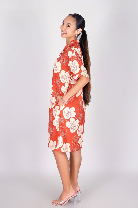 HAU FLOWER BUTTON DOWN DRESS
